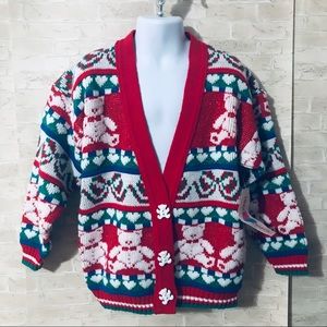 Heartworks Vintage NWT Christmas teddy bears sweater S winter Holiday